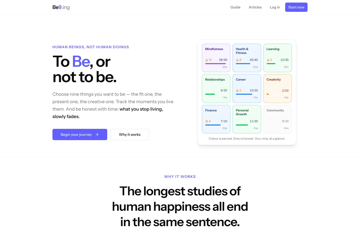 Be9.ing: nine things you want to be, in a three-by-three grid, rebuilt in Laravel in a week in August.
