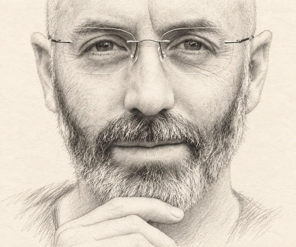 Pencil sketch of Ben Seymour, based on a photograph by his daughter